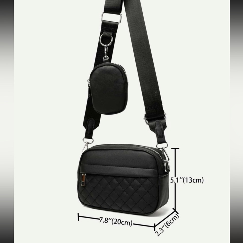 Quilted mini bag with attached coin purse - Picture 3 of 7